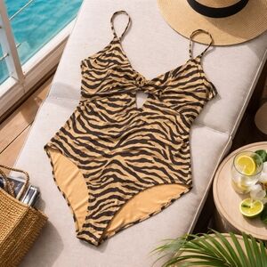 🐅 J.Crew Re-Imagined Zebra Print One-Piece SwimsuitSize 18 | Sustainable
